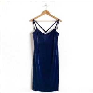 NWT WHBM Blue Onyx Velvet Slip Dress Sz XXS